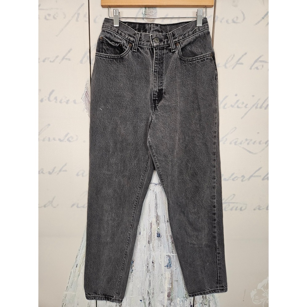 Vintage Levis 550 Relaxed Fit Tapered Leg Jeans Black Acid Wash USA Made Size 11